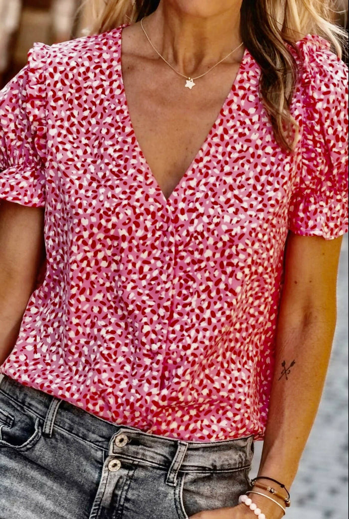 Sophie Abstract Blouse-Tops & Tees-Vintage Cowgirl-Deadwood South Boutique, Women's Fashion Boutique in Henderson, TX