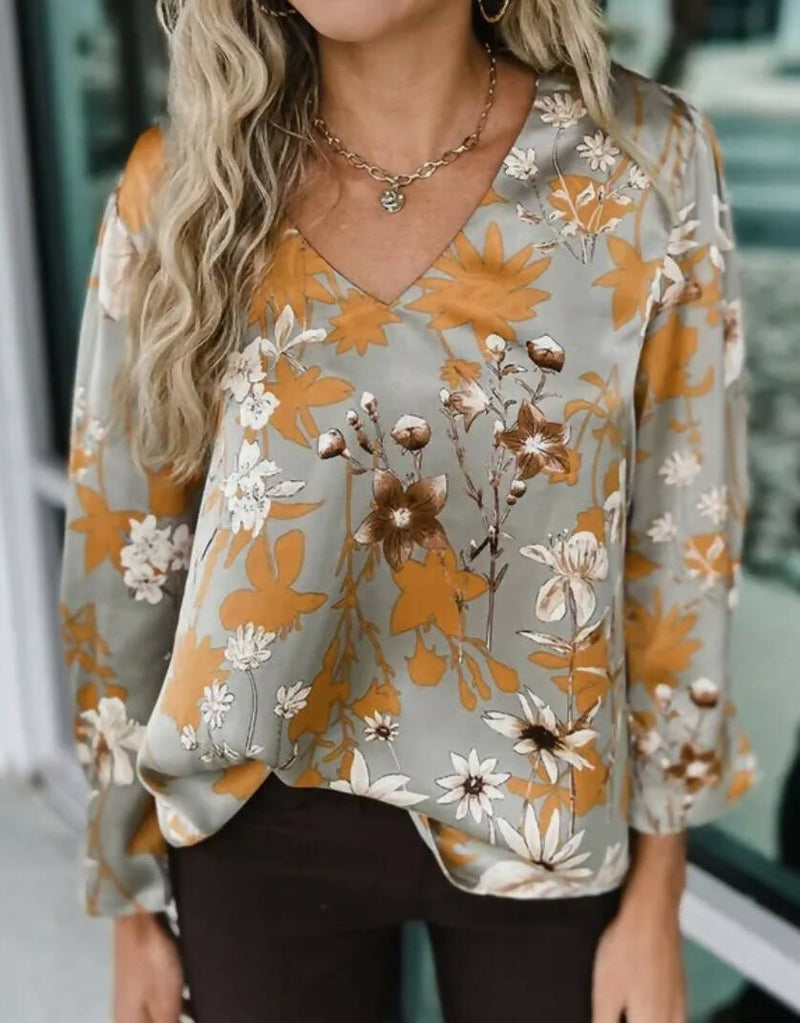 Opal Satin Blouse-Long Sleeves-Vintage Cowgirl-Deadwood South Boutique, Women's Fashion Boutique in Henderson, TX