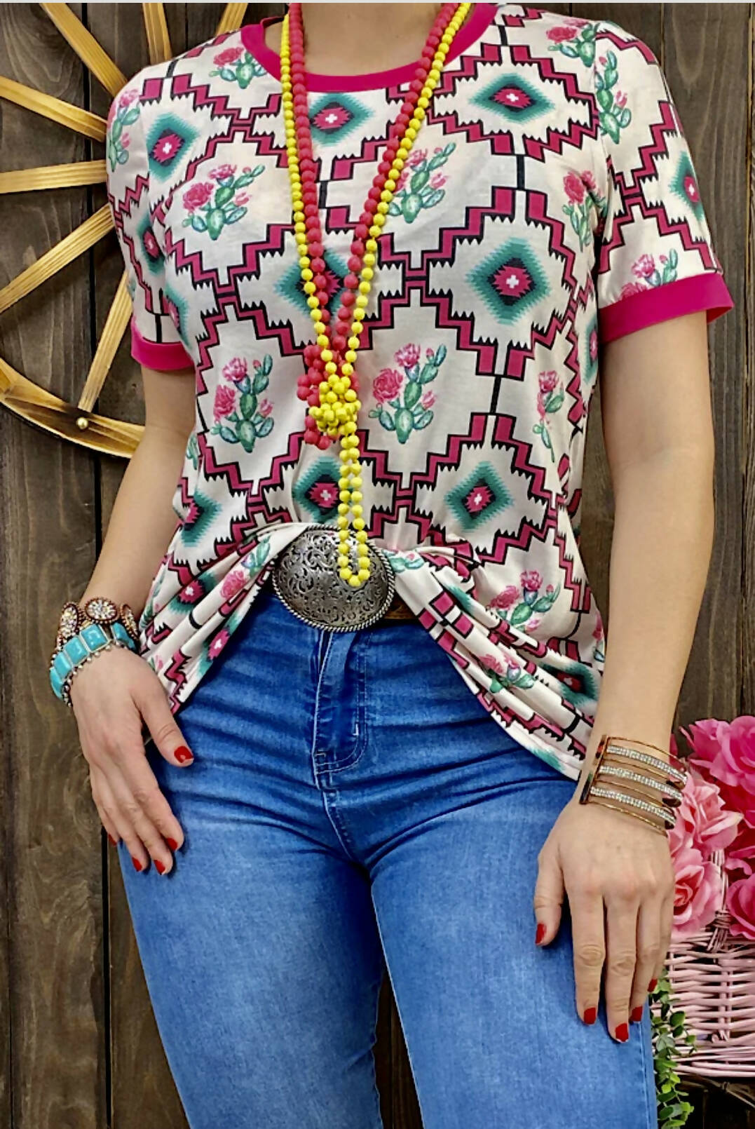 Victoria Western Top-Short Sleeves-Vintage Cowgirl-Deadwood South Boutique, Women's Fashion Boutique in Henderson, TX