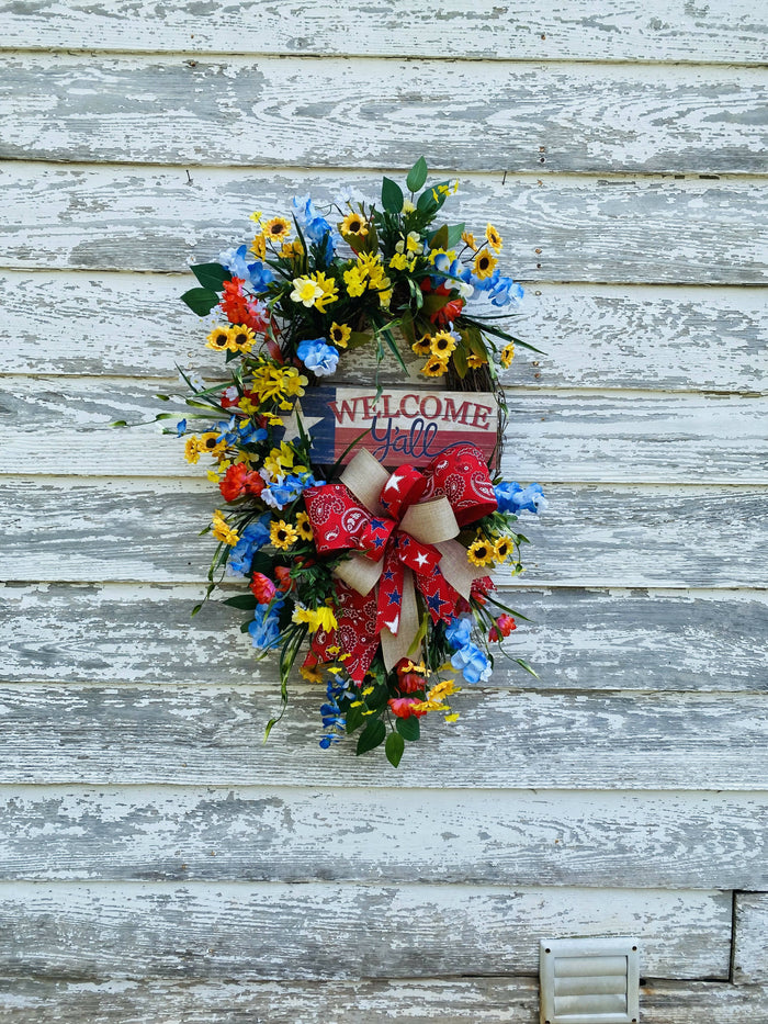 Texas Welcome wreath-Home decor-The Sassy Front Porch-Deadwood South Boutique, Women's Fashion Boutique in Henderson, TX