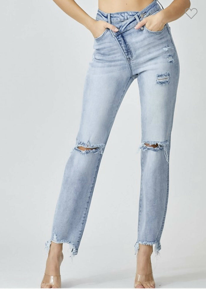 Alex Crossover GF Risen Distressed Jeans-Jeans-Vintage Cowgirl-Deadwood South Boutique, Women's Fashion Boutique in Henderson, TX