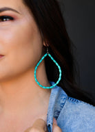 3" Green Turquoise Beaded Hoop Earring on Fishhook-Earrings-Deadwood South Boutique & Company-Deadwood South Boutique, Women's Fashion Boutique in Henderson, TX