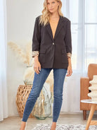 Leopard Sleeves Blazer-Blazers-Deadwood South Boutique & Company-Deadwood South Boutique, Women's Fashion Boutique in Henderson, TX