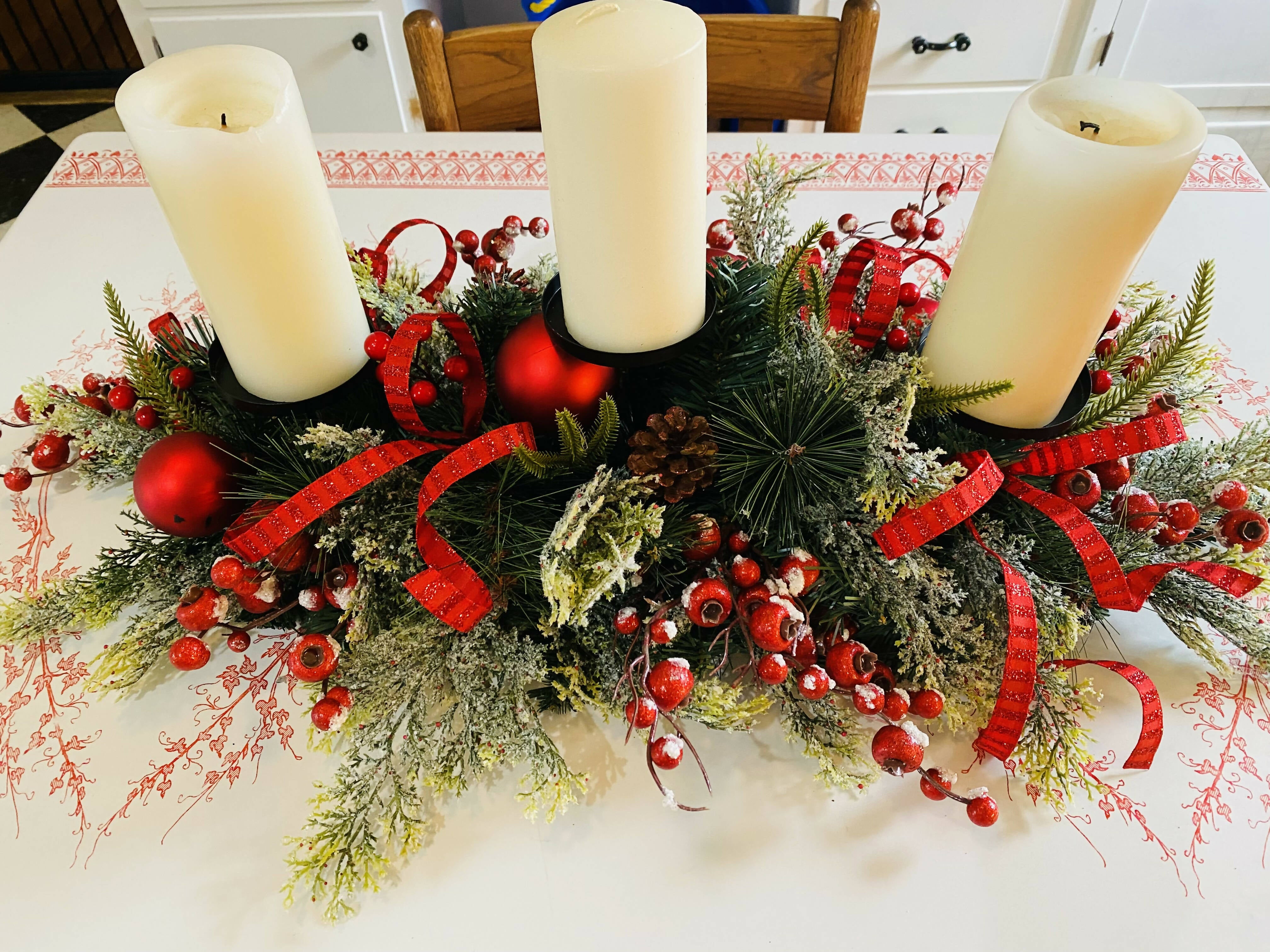 Red Candleholder Centerpiece-Home decor-The Sassy Front Porch-Deadwood South Boutique, Women's Fashion Boutique in Henderson, TX