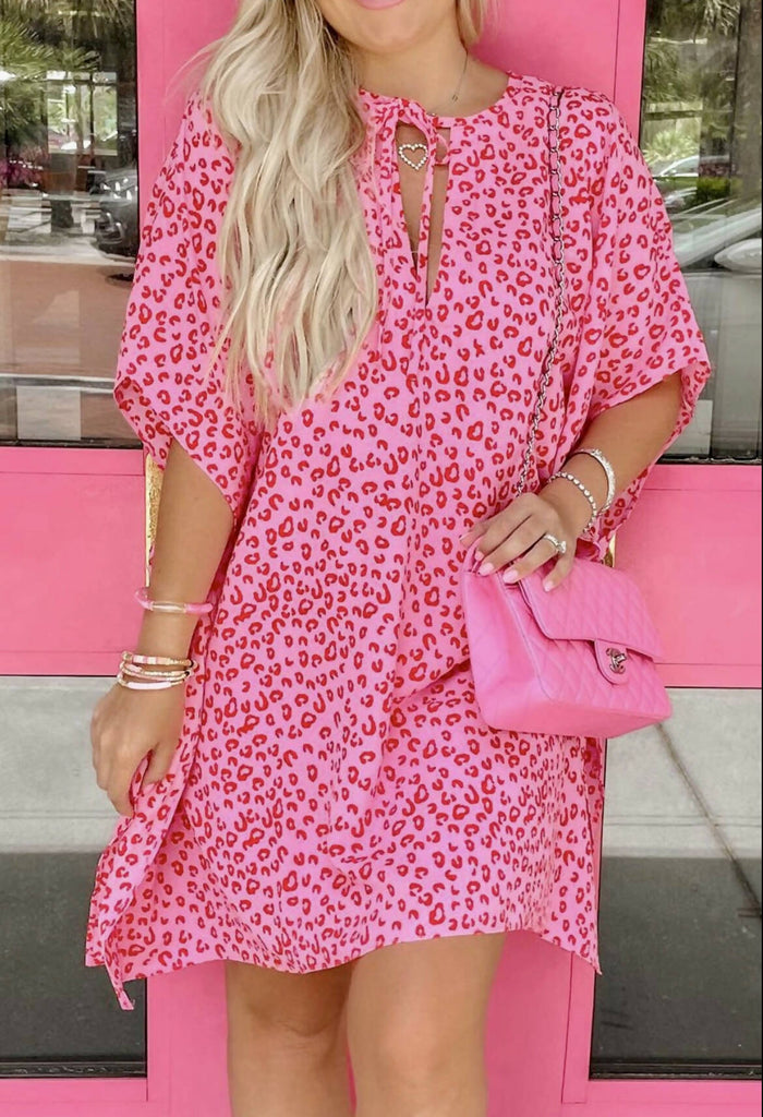 Wild N Pink Leopard Dress-Dresses & Rompers-Vintage Cowgirl-Deadwood South Boutique, Women's Fashion Boutique in Henderson, TX