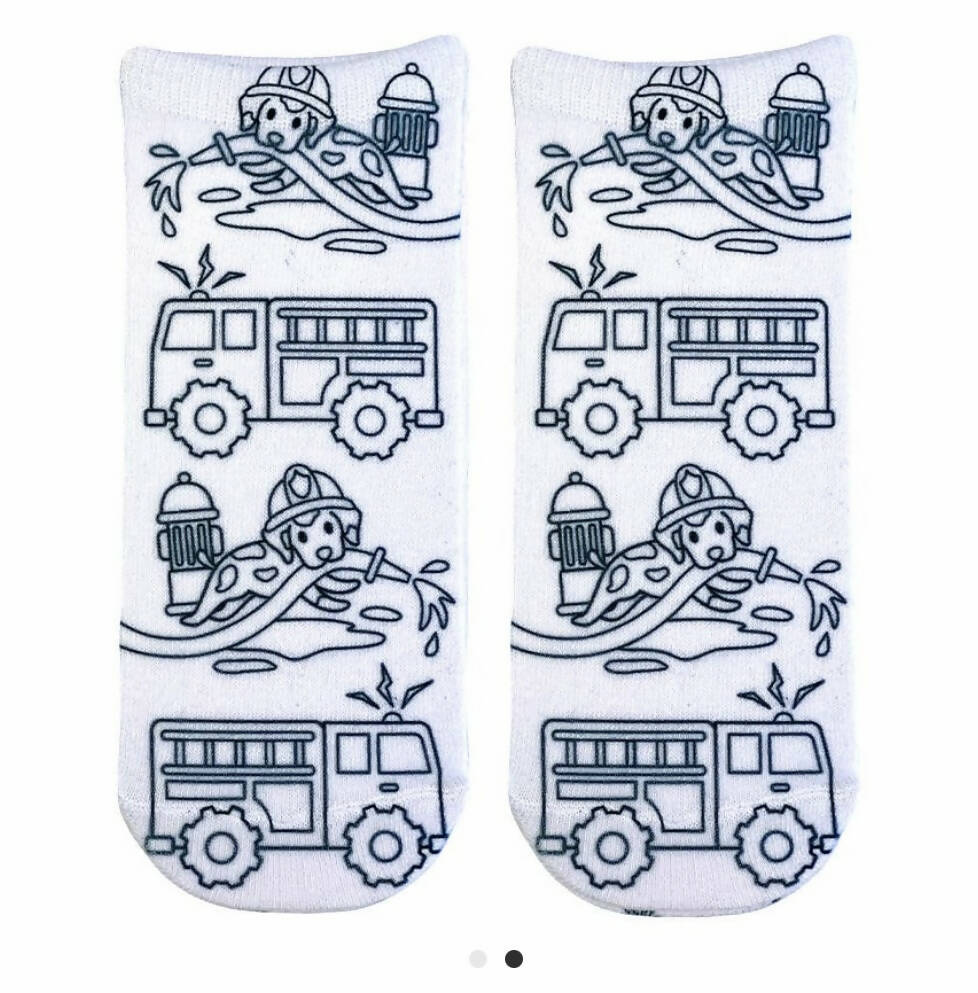 Fire Truck Coloring Socks - Deadwood South Boutique & Company LLC