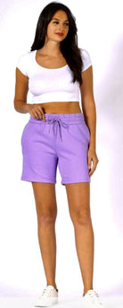 Andi Lilac Sweat Shorts-Shorts-Vintage Cowgirl-Deadwood South Boutique, Women's Fashion Boutique in Henderson, TX