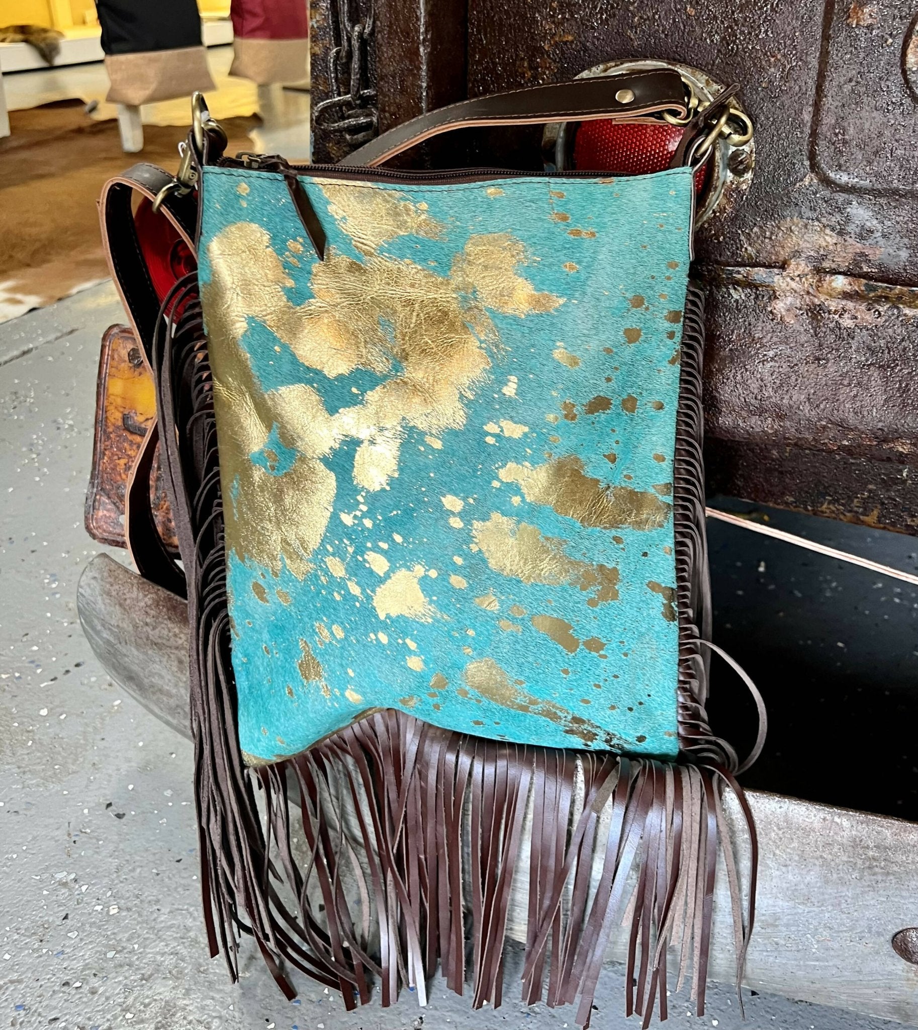 Goldie Teal Acid Wash Purse - Deadwood South Boutique & Company LLC