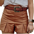 Mariah Pleated Split Satin Shorts-Shorts-Vintage Cowgirl-Deadwood South Boutique, Women's Fashion Boutique in Henderson, TX