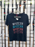 Rock & Roll Western V Neck Graphic Tee