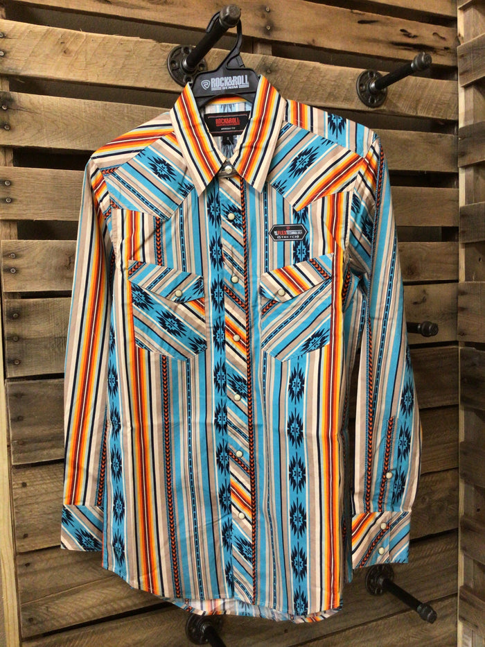 Rock & Roll Men’s Aztec Long Sleeve Shirt-Long Sleeves-Deadwood South Boutique & Company-Deadwood South Boutique, Women's Fashion Boutique in Henderson, TX