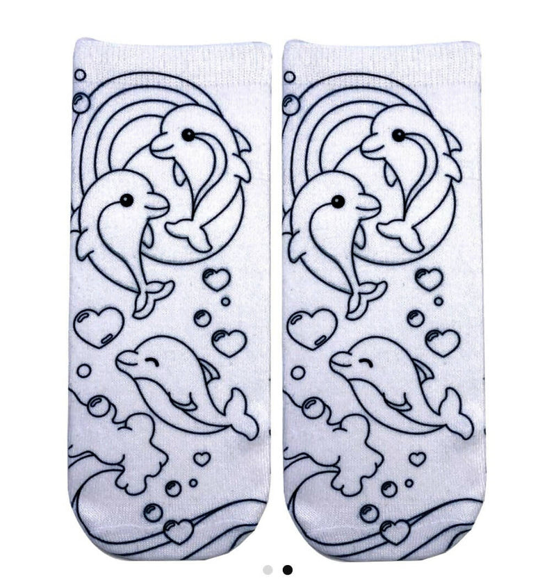 Dolphin Love Coloring Socks-Gifts-Vintage Cowgirl-Deadwood South Boutique, Women's Fashion Boutique in Henderson, TX