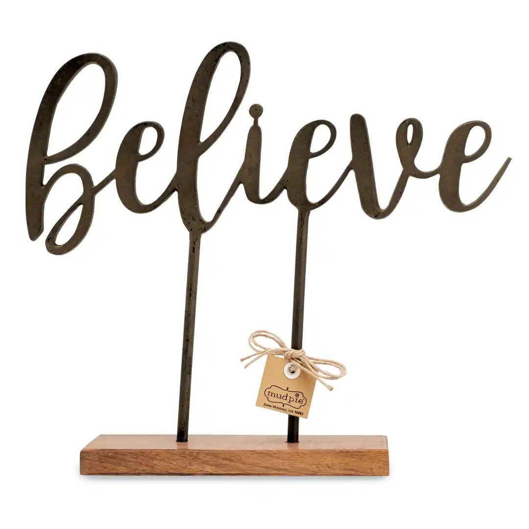Mud Pie Believe Cast Iron Sentiment - Deadwood South Boutique & Company LLC