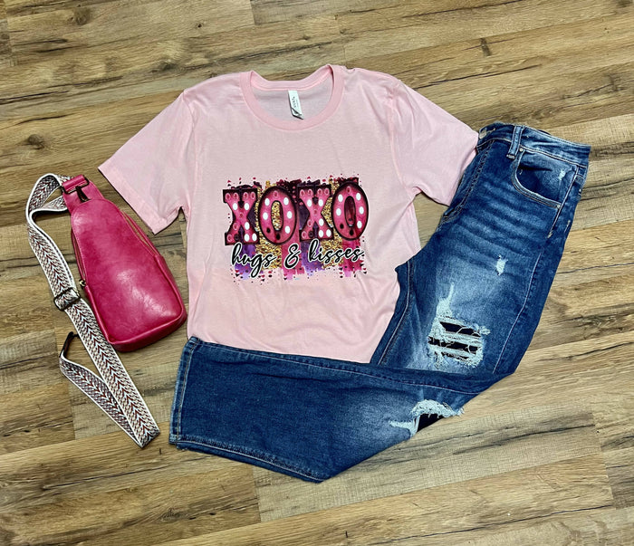 XOXO Hugs & Kisses Tee-Tops & Tees-Vintage Cowgirl-Deadwood South Boutique, Women's Fashion Boutique in Henderson, TX