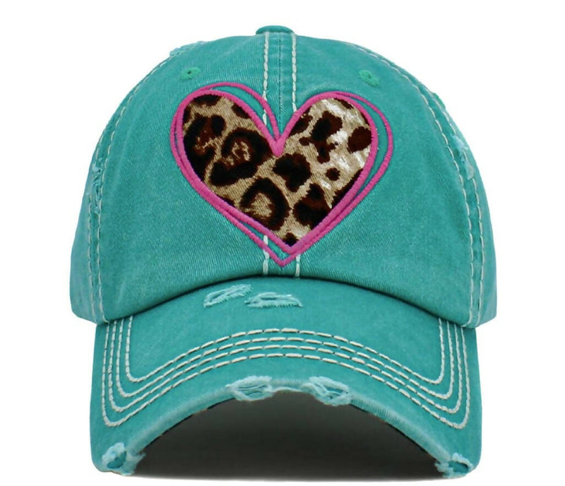 Leopard Heart Patch Cap