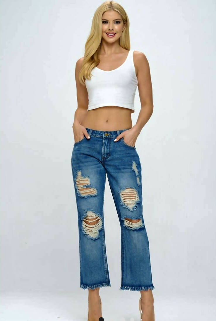 Vintage Cropped Low Rise Mom Jeans-Jeans-Vintage Cowgirl-Deadwood South Boutique, Women's Fashion Boutique in Henderson, TX