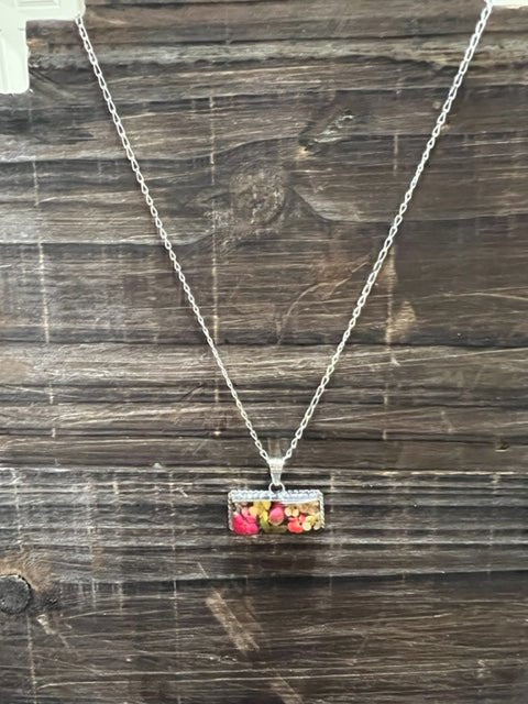 Sterling Silver Dried Flower Necklace - Deadwood South Boutique & Company LLC