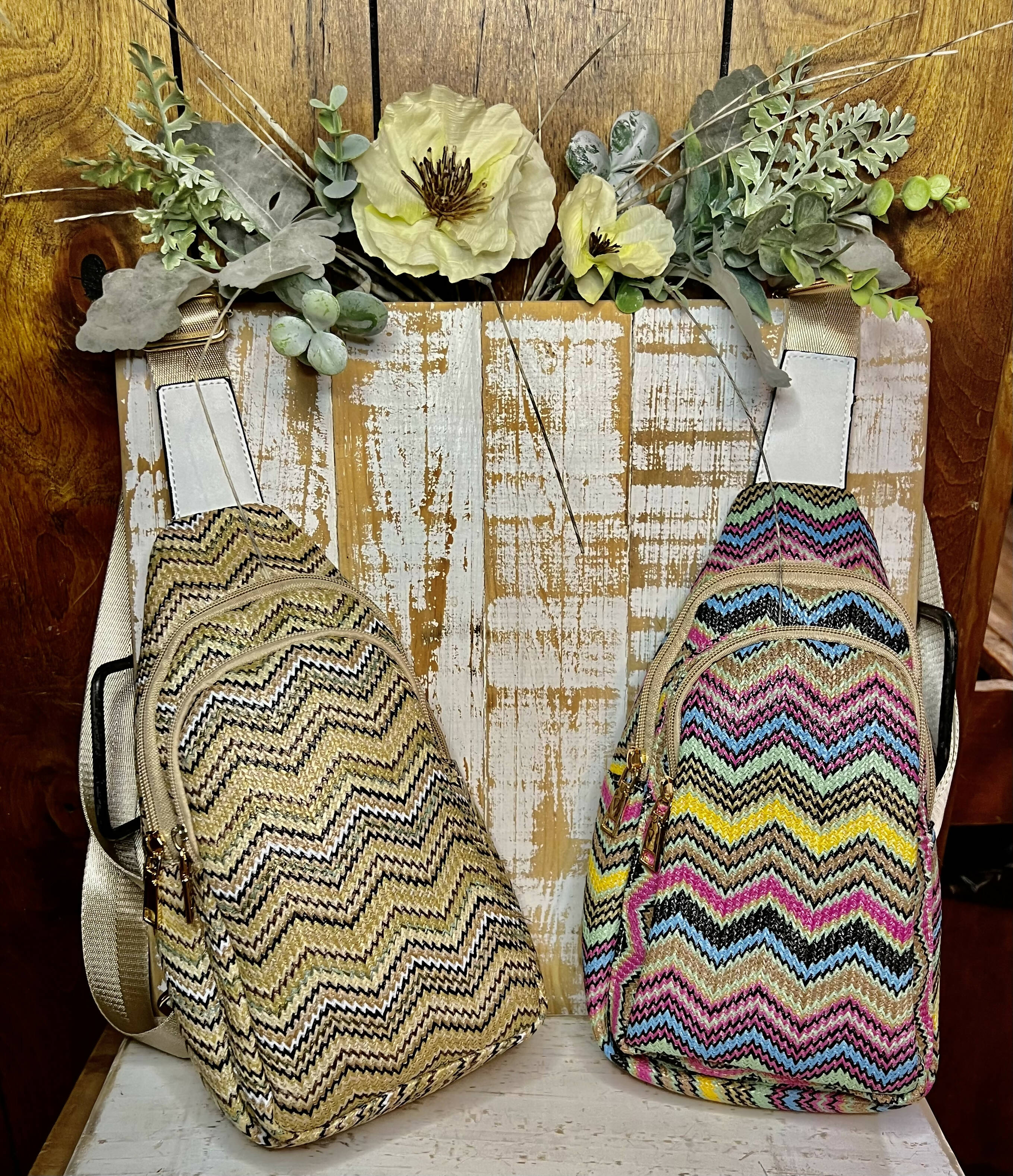 Chevron Sling Bag-Bags & Purses-Vintage Cowgirl-Deadwood South Boutique, Women's Fashion Boutique in Henderson, TX