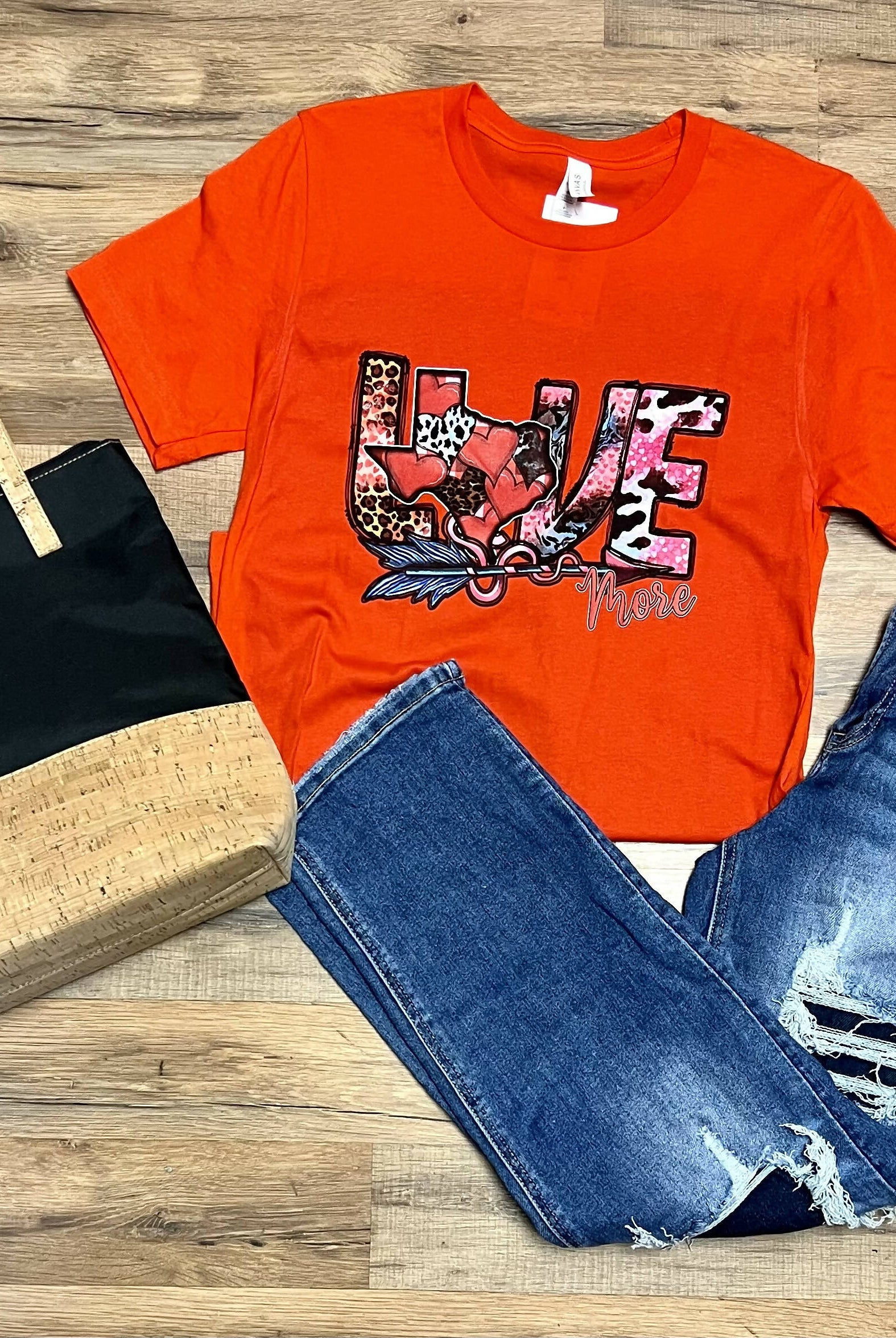 Texas Size Love Tee-Graphic Tees-Vintage Cowgirl-Deadwood South Boutique, Women's Fashion Boutique in Henderson, TX