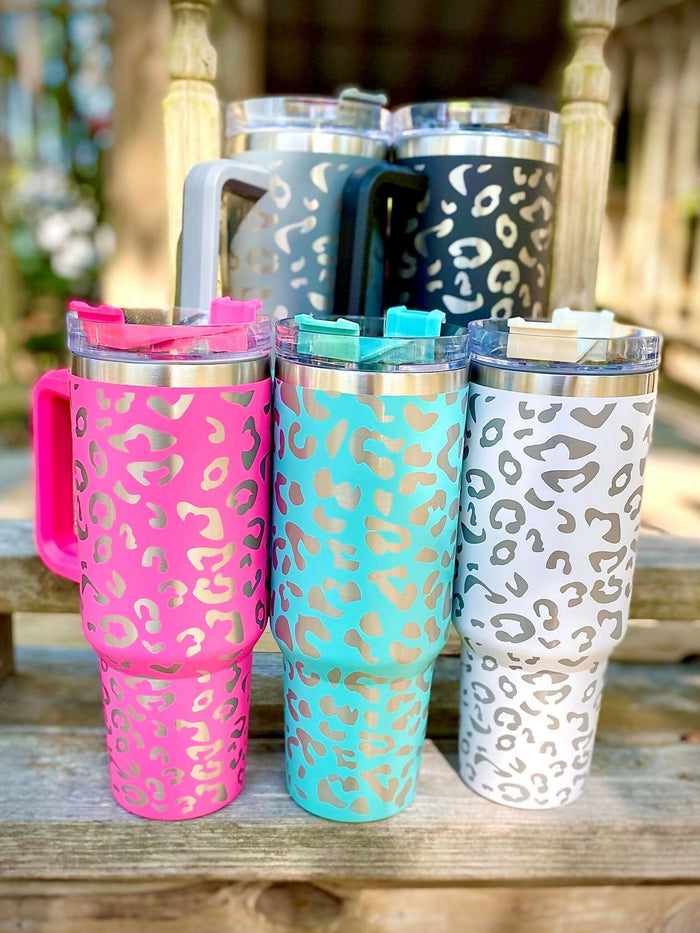 40 oz Tumbler with Handle-Tumbler-Checkered Chick Creations-Deadwood South Boutique, Women's Fashion Boutique in Henderson, TX