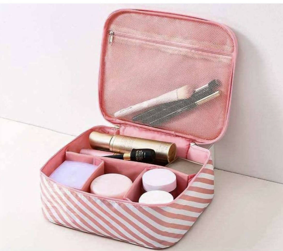 Pink Stripe Everyday Cosmetic Bag-Makeup Bag-Vintage Cowgirl-Deadwood South Boutique, Women's Fashion Boutique in Henderson, TX